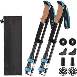 Adjustable Collapsible Aluminum 4-Joint 3-Section Trekking <b>Poles</b> for Hiking Men & Women with Cork <b>Grips</b> (79-130cm) - Product Image 1