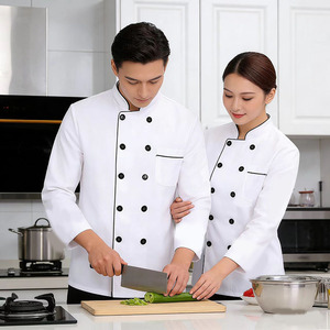Chef Uniform Cotton Workwear Short Sleeve Black Trim Restaurant Catering Hotel <b>Kitchen</b> Use - Product Image 4
