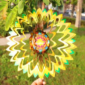 Molinetes de Viento Personalizables de Acero Inoxidable 3D, Ecológicos e Impermeables para Decoración de Jardín - Piezas Coloridas de 30 cm de Diámetro - Product Image 6