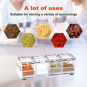 <strong>Kitchen</strong> <strong>Storage</strong> <strong>Container</strong> Clear Condiment Jars Plastic Spice Box 4 Piece Set Acrylic Seasoning Box - Product Image 5