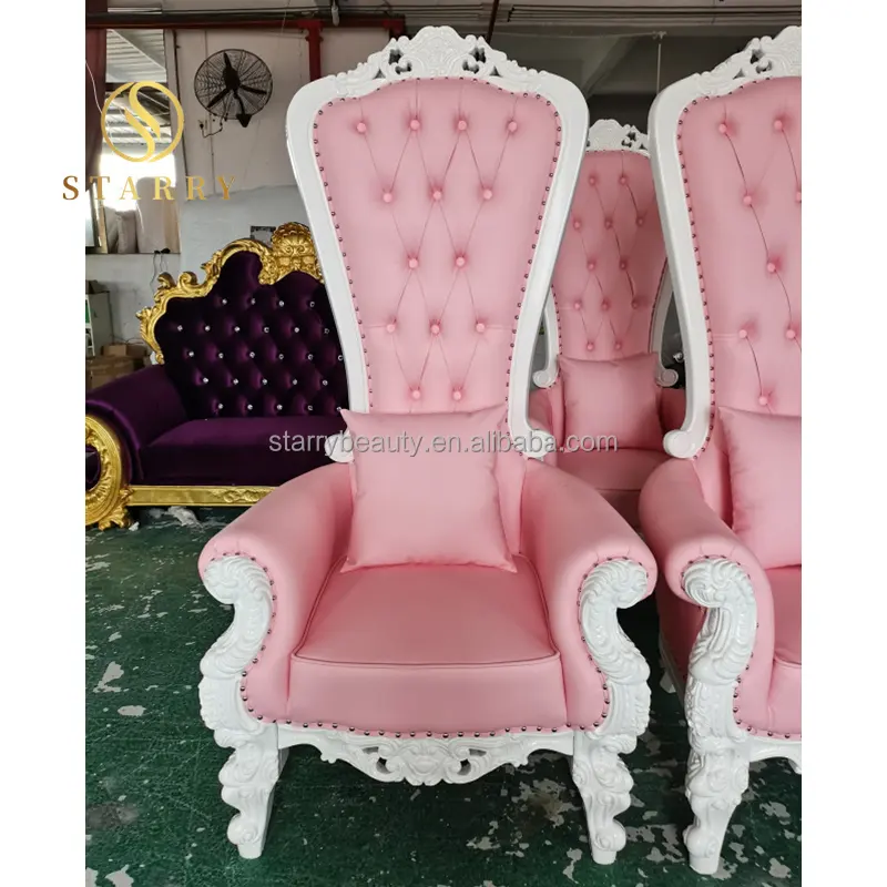 Pink High Back Wedding Chair Luxury Royal King And Queen Throne Chair