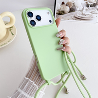 Coque de téléphone souple en silicone liquide pour iPhone 18 17 16 15 14 Plus 13 Pro Max, avec sangle mate et finition bonbon, accessoires de téléphone en gros