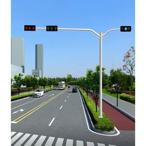 Staccabile Q235 acciaio rotondo quadrato che attraversa la strada cartellone di illuminazione stradale Post segnale di avvertimento del traffico palo della luce con Cantilever