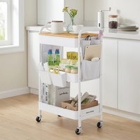 Chariot de rangement à 3 niveaux sur roulettes, chariot utilitaire en métal, organisateur multifonction détachable pour la cuisine, la salle de bain, le salon