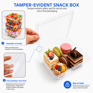 48oz Recyclable PET Crystal <b>Clear</b> Anti-Fog Tamper Proof Hinged Lid Plastic Dessert Candy Bakery Clamshell <b>Box</b> - Product Image 3