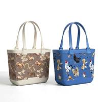 Sac de plage en EVA personnalisé avec logo imprimé pour femmes, grand sac fourre-tout en caoutchouc imperméable, lavable, sac de piscine d'été avec trous, sac fourre-tout en EVA à imprimé animal
