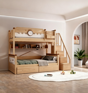 Роскошные Детские современные деревянные двухъярусные кровати с экологически чистым дизайном, двойные лестницы для гостиной и ванной комнаты - Product Image 3