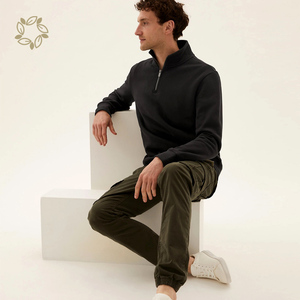 Felpa mezza Zip felpa felpa felpa in pile di <span class=keywords><strong>cotone</strong></span> <span class=keywords><strong>organico</strong></span> felpa lavorata a <span class=keywords><strong>maglia</strong></span> felpa maglione mezza Zip - Product Image 4