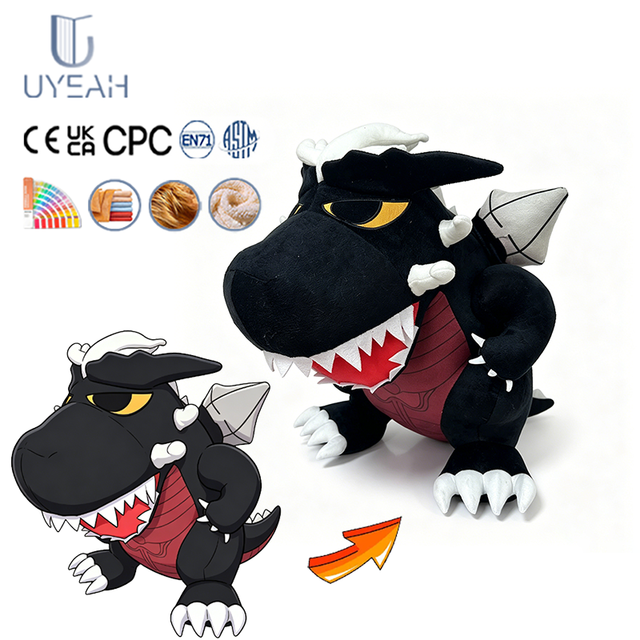 UYEAH Custom Dragon & Dinosaur Plush Toys with PP Cotton Filling Plush Animal Soft Dolls OEM ODM Dragon Plush Black Dinosaur Toy