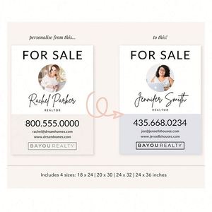 Panneau de jardin personnalisé pour agent immobilier, signalétique immobilière publicitaire, impression numérique, panneau épais avec trous pour accrochage - Product Image 2
