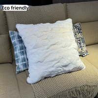 Coussin décoratif en fausse fourrure de lapin, épais et moelleux, fait main, pour canapé, maison et hôtel