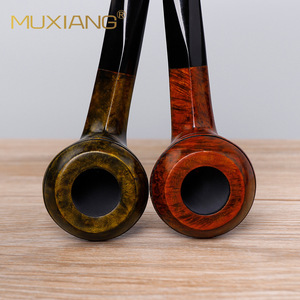 Muxiang Briarwood Pipe Bulldog Design Solid Wood Tobacco Pipe Customizable - Product Image 4