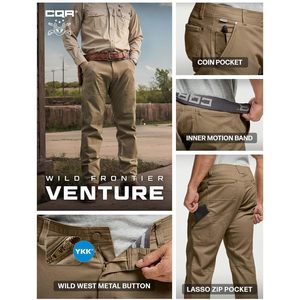 Pantalon utilitaire homme personnalisé, taille mi-haute, style western/cowboy, coupe droite, léger, imperméable, extensible, pour l'extérieur, avec poches - Product Image 4