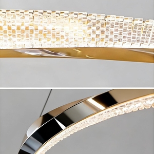 Lampadario Moderno in Cristallo di Lusso, Illuminazione <span class=keywords><strong>a</strong></span> Sospensione LED 6000K Dimmerabile, Corpo in Alluminio, 120W 220V per Soggiorno e Camera da Letto - Product Image 3