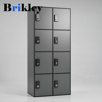 Casier en stratifié massif de qualité supérieure Brikley, couleur gris, épaisseur 12 mm, avec serrure électronique, serrure à combinaison, serrure RFID