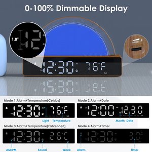 4 trong 1 Acrylic LED ánh sáng mặt trời mọc ánh sáng đồng hồ báo thức tiếng ồn trắng máy âm thanh với FM Radio lịch thức dậy ánh sáng đồng hồ bàn - Product Image 2