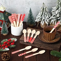Nouveauté de Noël : Ensemble moderne de mini-cuillères, couteaux et fourchettes jetables en bois 100 % compostables pour les fêtes