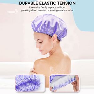 Nuevo Gorro de Ducha Elástico y Reutilizable para Mujer, de Satén, Doble Capa, Impermeable, con Aceite, Regalo Promocional, Cómodo - Product Image 2