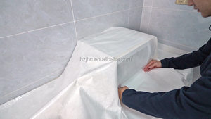 Cubierta autoadhesiva Rollo de fieltro Protege ventanas, espejos y superficies de alto brillo de daños en movimiento y rociado de pintura Azul, blanco - Product Image 2