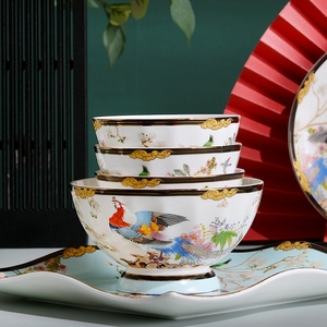 72PCS Stocked High Quality Luxury Tableware Set Ceramic Plates Utensils Kit Flowers Birds Pattern 10-Piece Wholesale <b>Dinnerware</b> - Product Image 4