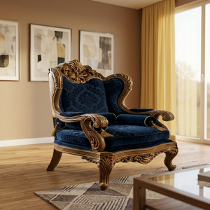 Fauteuil individuel de designer Royal, structure en teck massif, coussin rembourré en mousse, style traditionnel pour salon - Product Image 2