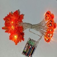 Guirlande lumineuse LED en forme de feuille d'érable et de citrouille, pour Noël et Halloween, IP44, luminosité réglable, décoration