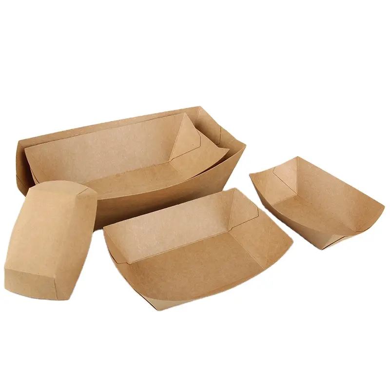 Wegwerp Kraftpapier Voedsel Lade Voor Snack Dienblad Bulk Bruin Voor Nachos Tacos Bbq Frietjes