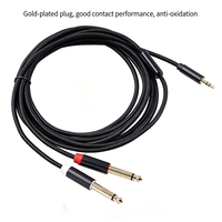 Câble audio TS plaqué or 3,5 mm mâle vers double 6,35 mm mâle, grand câble d'extension stéréo 2 cœurs, cordon répartiteur en Y pour ordinateur et mixeur