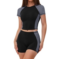 Ensemble de yoga 2 pièces pour femme, nouvelle collection été 2026, respirant, color-block, short, pour le sport, le Pilates, l'entraînement, la course et le fitness