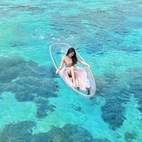 Kayak en verre transparent, bateau transparent, fond transparent, canoë de pêche double transparent, kayak pour 2 personnes