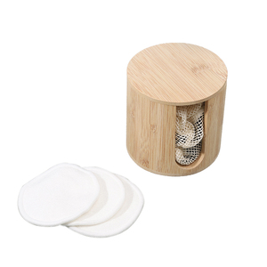 Boîte de <span class=keywords><strong>rangement</strong></span> ronde en bambou réutilisable Organisateur de support de boîte en <span class=keywords><strong>coton</strong></span> <span class=keywords><strong>démaquillant</strong></span> en bambou avec boîte en bambou - Product Image 3