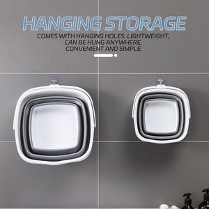 Seau pliable carré rétractable en plastique PP+TPR de 10L, tendance, gain de place, pour le nettoyage domestique, multi-usages, logo personnalisé - Product Image 3