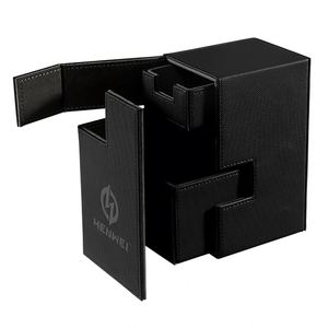 Boîte de rangement pour cartes de jeu en cuir PU résistant à l'eau, coins carrés noirs, durable, porte-cartes de tarot - Product Image 3