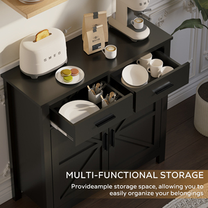 Aparador moderno estilo granja con 2 cajones y 2 puertas, aparador de suelo, mueble de almacenamiento para cocina, barra de café - Product Image 4