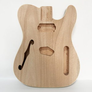 Corps de guitare électrique TL HIVE en <span class=keywords><strong>acajou</strong></span> non fini, à faire soi-même, avec design à trous en F semi-creux, vente en gros - Product Image 1