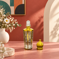 Flacons d'huiles essentielles de luxe 12 ml, flacons en verre vides de style arabe pour déodorant, sérum de soin de la peau, octogonaux mats, sérigraphiés