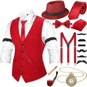 Costume Homme Années 20, Tenue Homme Années 20, Costumes Années Folles pour Hommes, Chapeau Années 20, Gilet, Montre de Poche, Bretelles, <span class=keywords><strong>Cravate</strong></span> pour Costume de Fête - Product Image 4