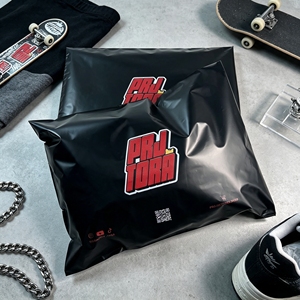 Matte Black Custom Printed Poly Mailer Bag Full Color Logo Waterproof Self Adhesive Mailing Bag For Streetwear Apparel - Product Image 1