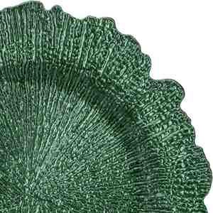 Platos Base Decorativos de Plástico Verde Esmeralda de 13 Pulgadas con Diseño de Arrecife, Ideales para Fiestas y Decoración de Mesas de Boda - Product Image 2