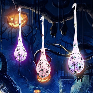 DAMAI Halloween Spider Web LED Lights and Spider Egg Decorations Set Garden Porch Ornaments for Halloween Party Decorations - Product Image 4