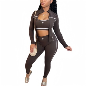 Nuovo Set Fitness AIL da Donna: Giacca a Tre Pezzi con Zip, Gilet e Leggings a Contrasto, Maniche Lunghe, per Yoga e Dimagrimento - Product Image 3
