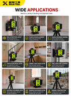 Niveau laser croisé vert Huake 4x360 auto-nivelant avec base rotative et batterie au lithium pour le bricolage et la pose d'images à la maison