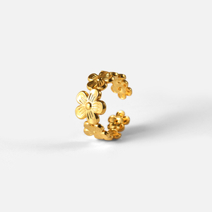 <span class=keywords><strong>Anillo</strong></span> Ajustable de Acero Inoxidable con Flor, Chapado en Oro de <span class=keywords><strong>18k</strong></span>, Resistente al Agua, para Mujer, Regalo de Boda, Joyería Exquisita - Product Image 1