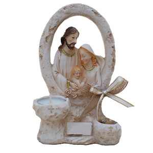 Resin Baptism Christening Candle Holder Baptism Gifts Religious Jesus Baby Statue First Birthday Souvenir Gift