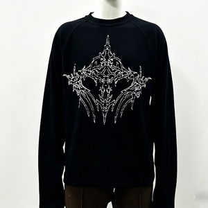 <span class=keywords><strong>Camiseta</strong></span> <span class=keywords><strong>Térmica</strong></span> Personalizada de <span class=keywords><strong>Manga</strong></span> <span class=keywords><strong>Larga</strong></span> Raglán para Hombre, Tejido Waffle, Algodón Negro, Corte Regular, Estampado Casual - Product Image 3