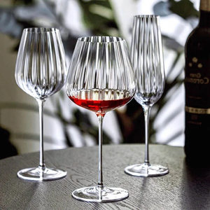 <span class=keywords><strong>Verres</strong></span> à vin et flûtes à champagne en cristal transparent à nervures, design moderne à tige fine, parfaits pour les tables élégantes - Product Image 2