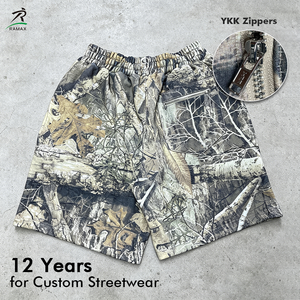 Shorts de camouflage pour hommes RAMAX, 420GSM, coton lourd, taille élastique, impression par sublimation, vêtements décontractés pour l'extérieur - Product Image 2