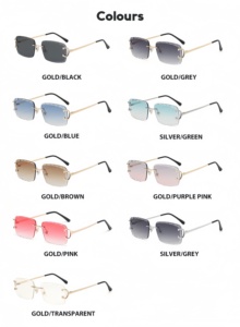 Lunettes de soleil de luxe sans monture pour hommes OEM ODM, verres polarisés carrés colorés tendance, protection UV400, vente en gros, unisexe - Product Image 5