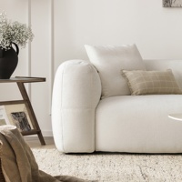 Juego de Sofás Modulares Zayshine de Estilo Francés Retro de Lujo en Color Crema Blanco Chenille para Sala de Estar, Sofá de 2 y 3 Plazas para Villa o Apartamento