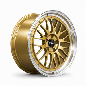 LS8058 18 19 20 นิ้ว 5x112 5x114.3 ล้อแม็กซ์สั่งทำพิเศษ สีทองลายตาข่ายตรงกลาง ขอบเงินขัดเงา พร้อมน็อตล้อ - Product Image 1